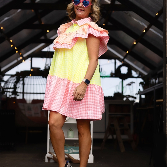 Queen of Sparkles Neon Checkered dress - Picture 2 of 7